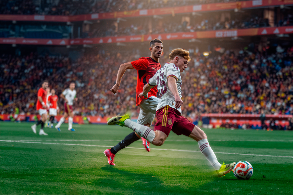 Fotografía de la Selección Española contra la Selección Egipcia en amistoso en el RCDE Stadium. Fotografía del partido amistoso de selecciones España - Egipto en el RCDE Stadium