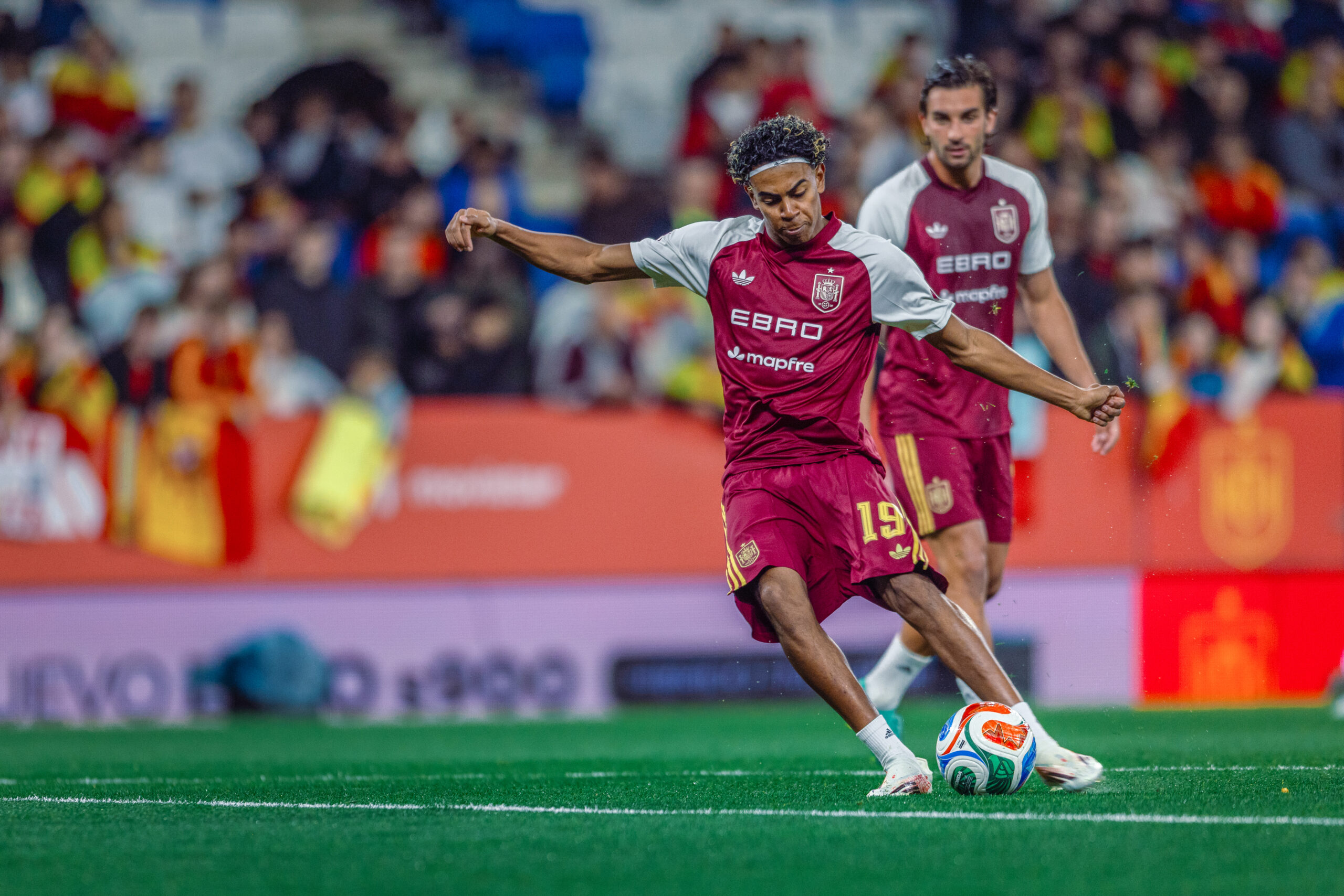 lamine yamal in action with ferran torres in the background during spain vs egypt international friendly